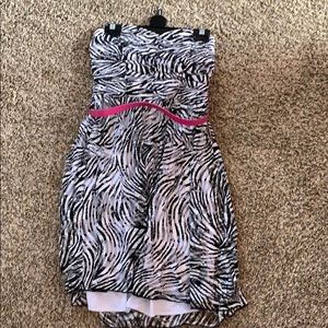 Strapless Zebra Print Dress with belt
